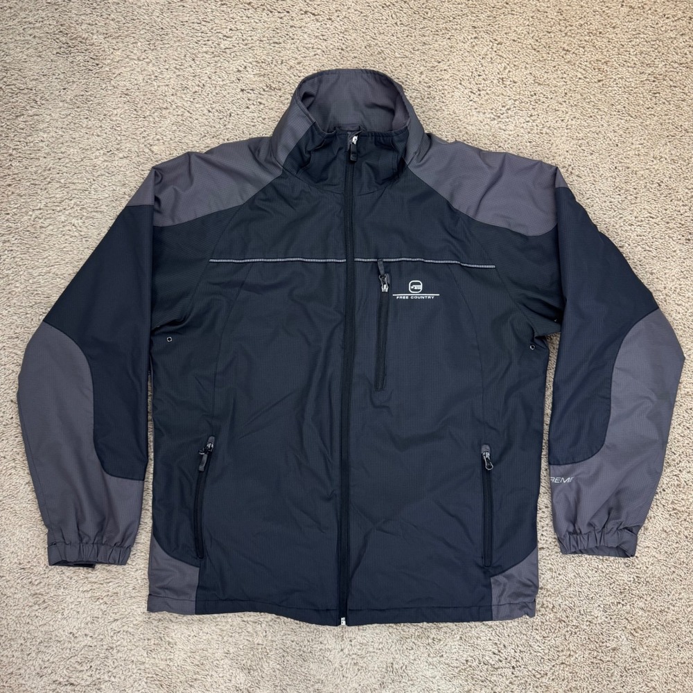 Free Country FCXTREME Jacket Men's M‎ Black Grey Water Resistant Lightweight